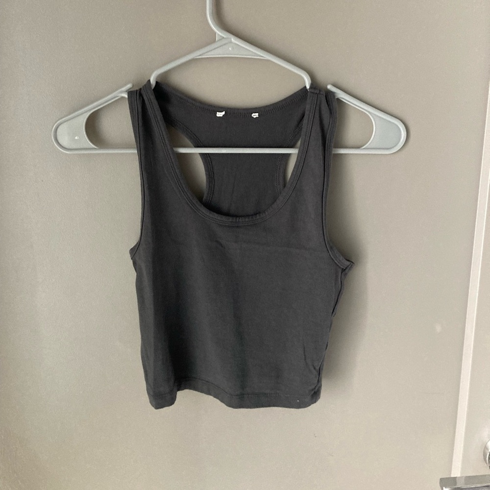 Classic Dark Grey Women's Ribbed Tank Top